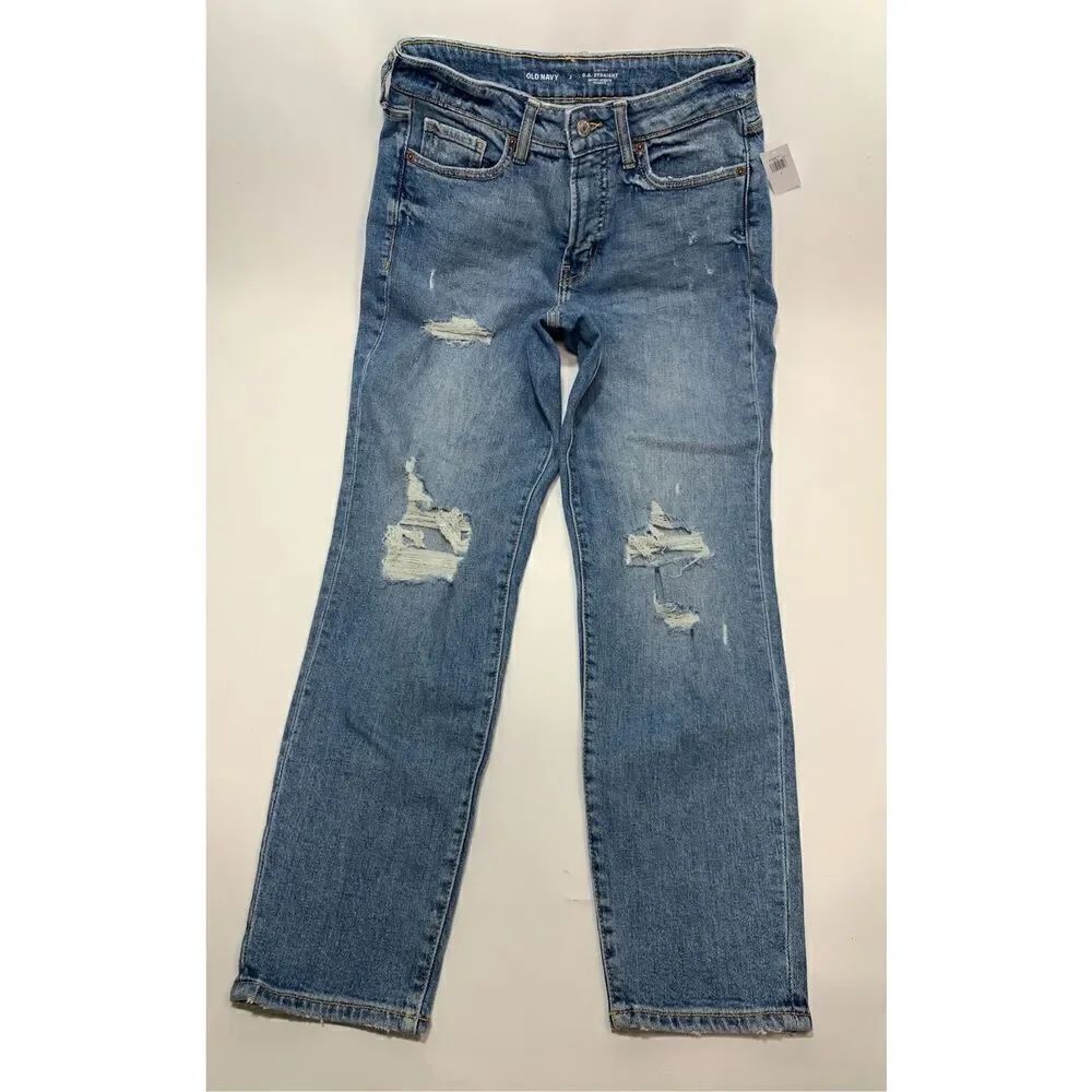 Old Navy Women's Cotton Blend High Rise O.G. Straight Denim Jeans Blue Size 2